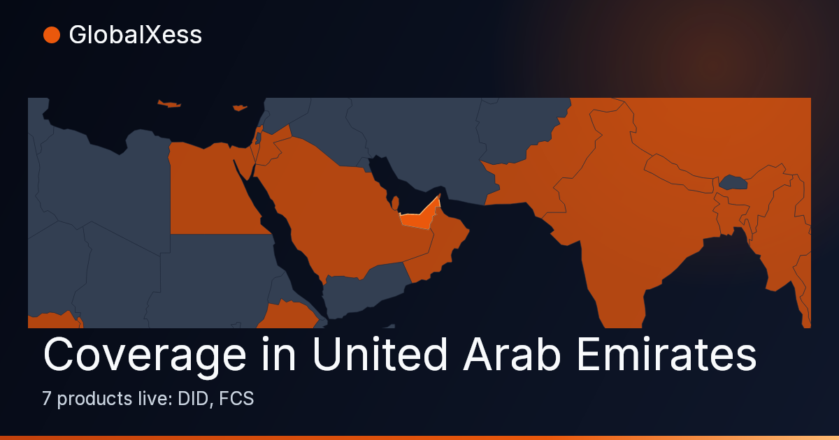 Map highlighting GlobalXess coverage in United Arab Emirates