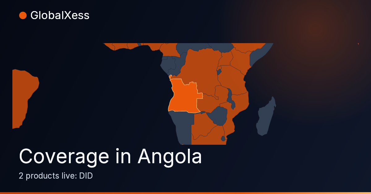 Map highlighting GlobalXess coverage in Angola