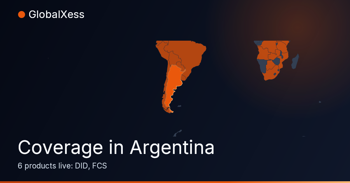 Map highlighting GlobalXess coverage in Argentina