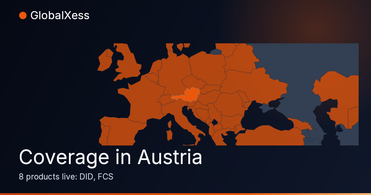 Map highlighting GlobalXess coverage in Austria
