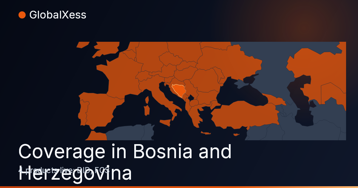 Map highlighting GlobalXess coverage in Bosnia and Herzegovina