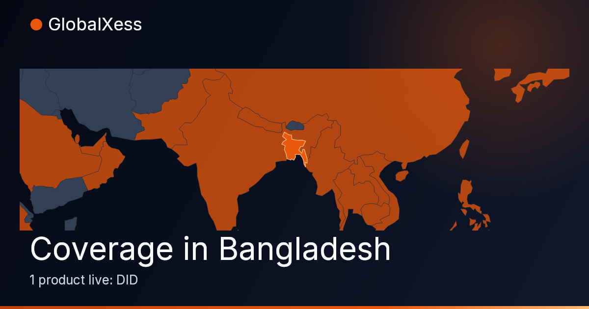 Map highlighting GlobalXess coverage in Bangladesh
