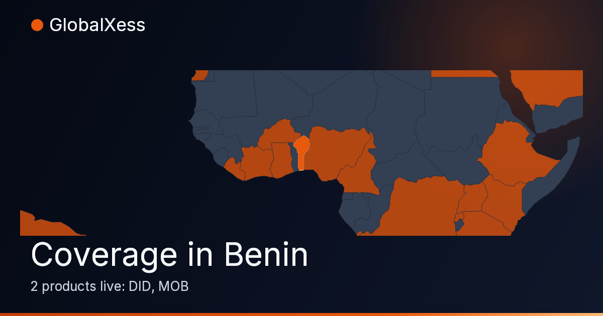 Map highlighting GlobalXess coverage in Benin