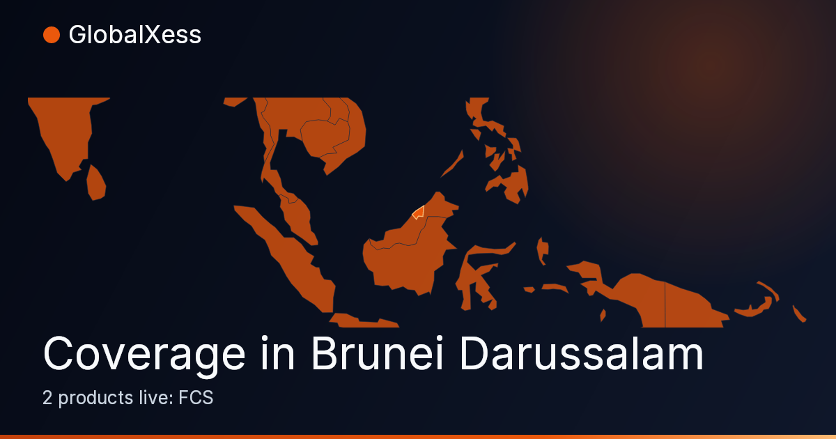 Map highlighting GlobalXess coverage in Brunei Darussalam
