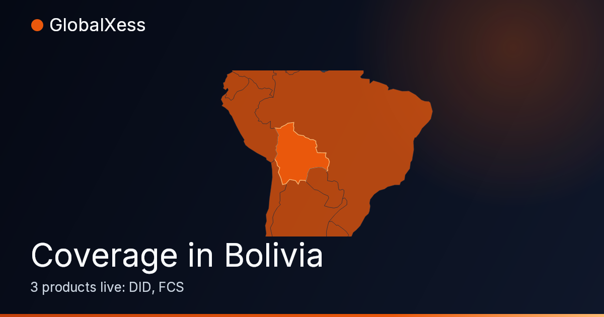 Map highlighting GlobalXess coverage in Bolivia