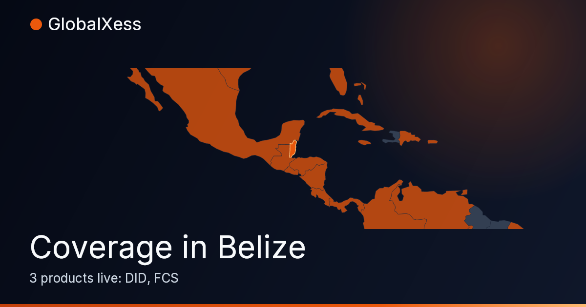 Map highlighting GlobalXess coverage in Belize