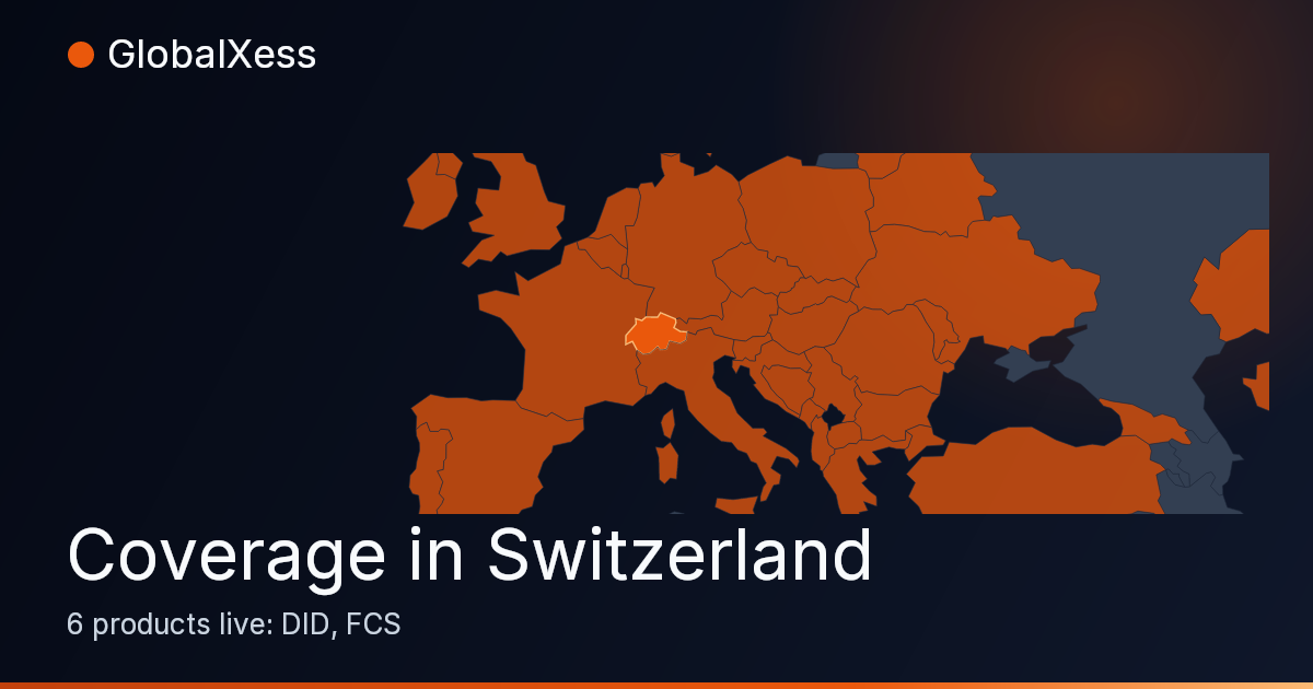 Map highlighting GlobalXess coverage in Switzerland