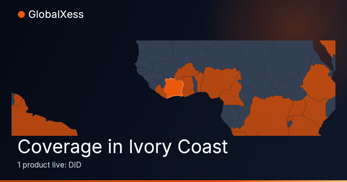 Map highlighting GlobalXess coverage in Ivory Coast