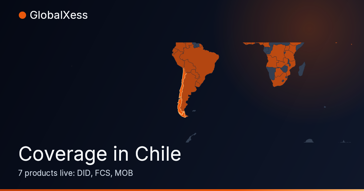 Map highlighting GlobalXess coverage in Chile