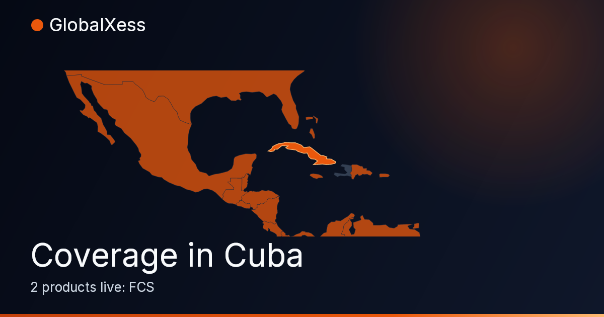 Map highlighting GlobalXess coverage in Cuba
