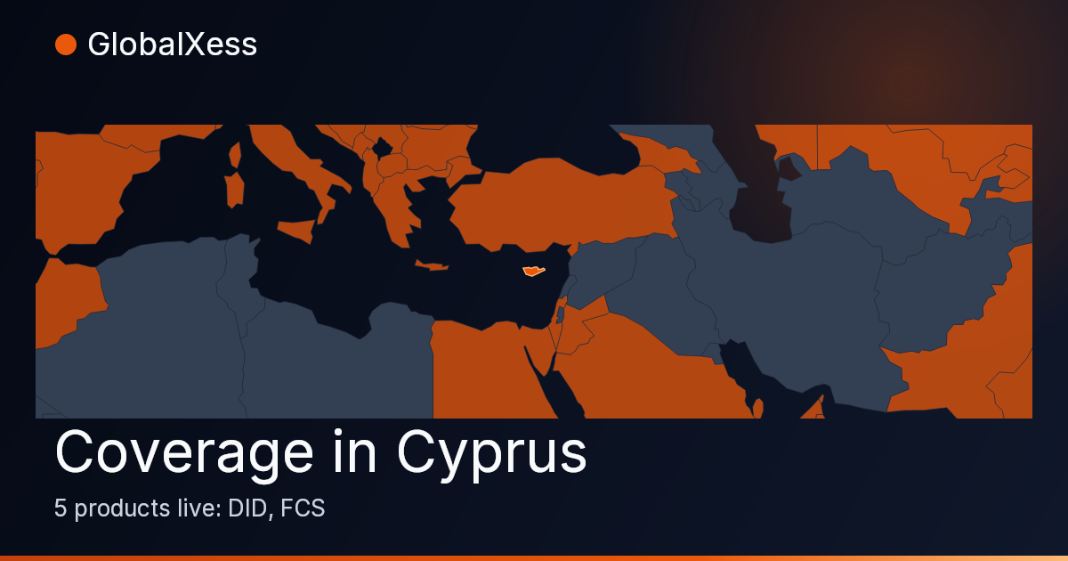 Map highlighting GlobalXess coverage in Cyprus