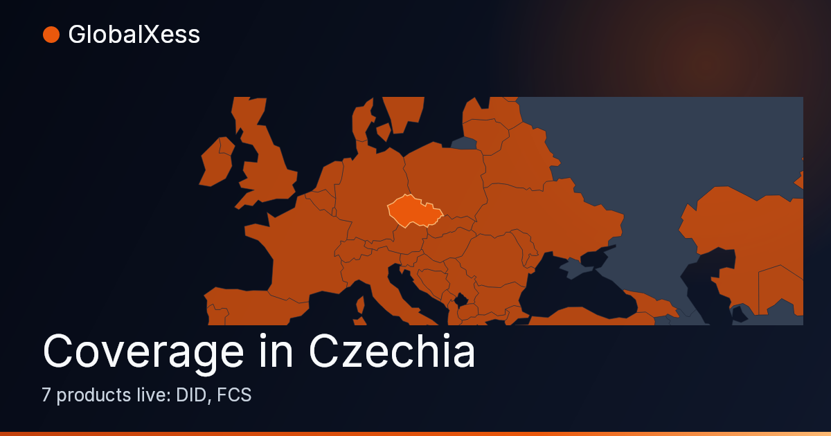 Map highlighting GlobalXess coverage in Czechia