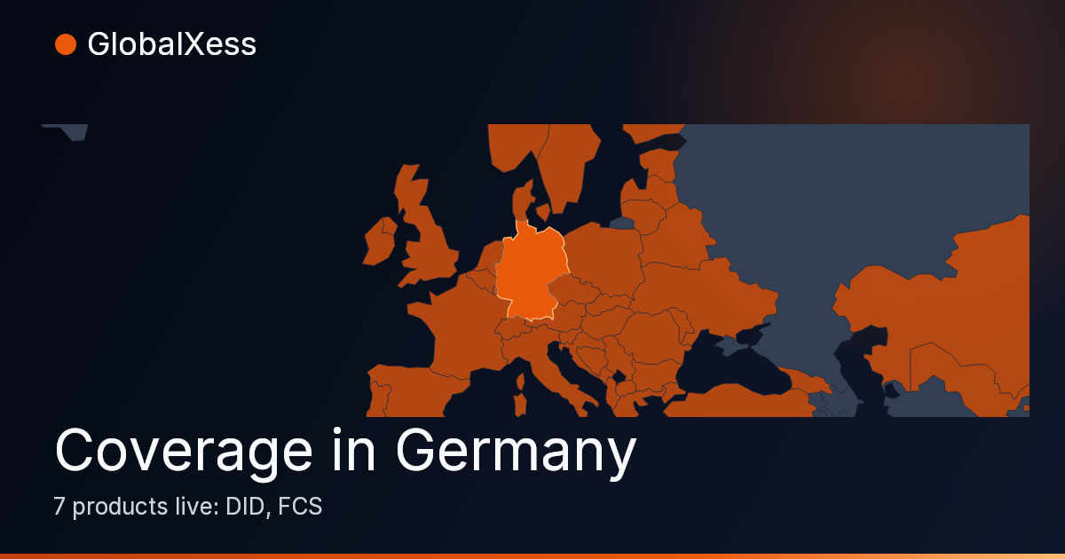 Map highlighting GlobalXess coverage in Germany
