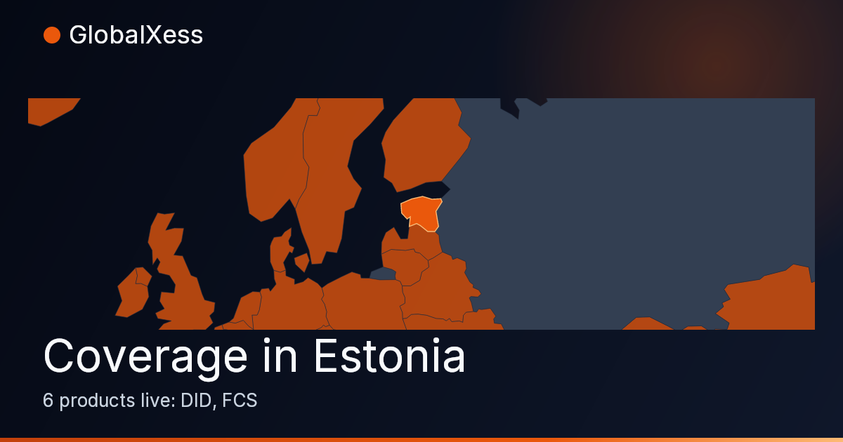 Map highlighting GlobalXess coverage in Estonia