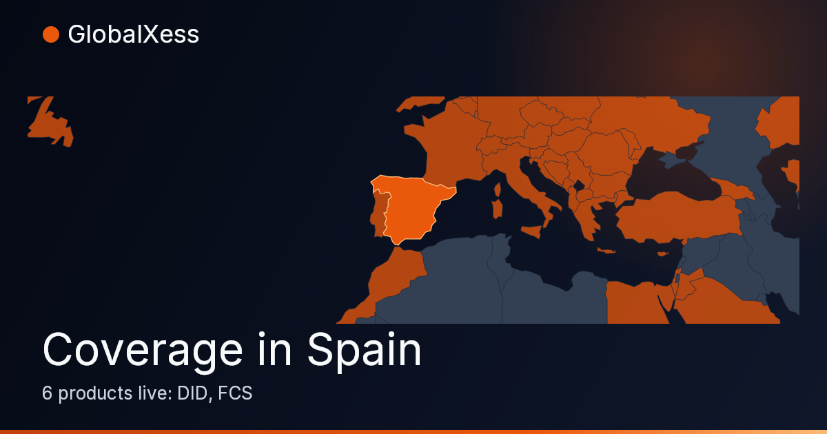 Map highlighting GlobalXess coverage in Spain