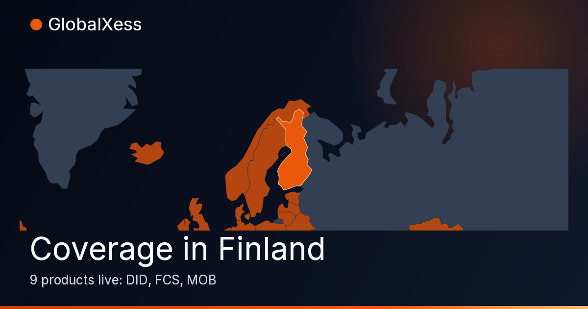 Map highlighting GlobalXess coverage in Finland
