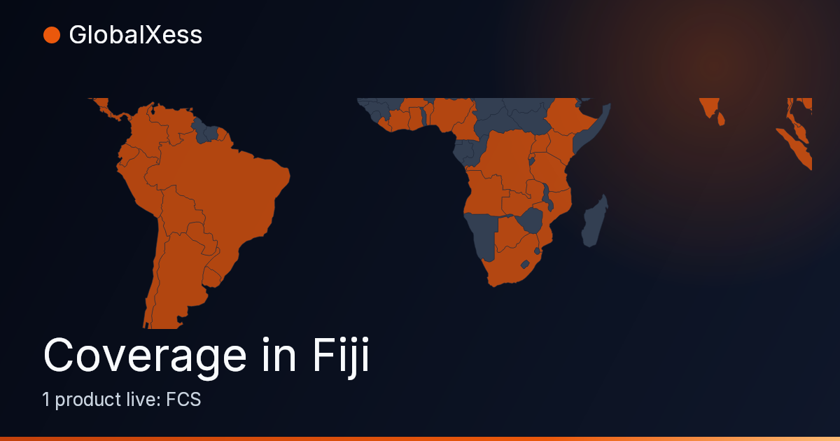 Map highlighting GlobalXess coverage in Fiji