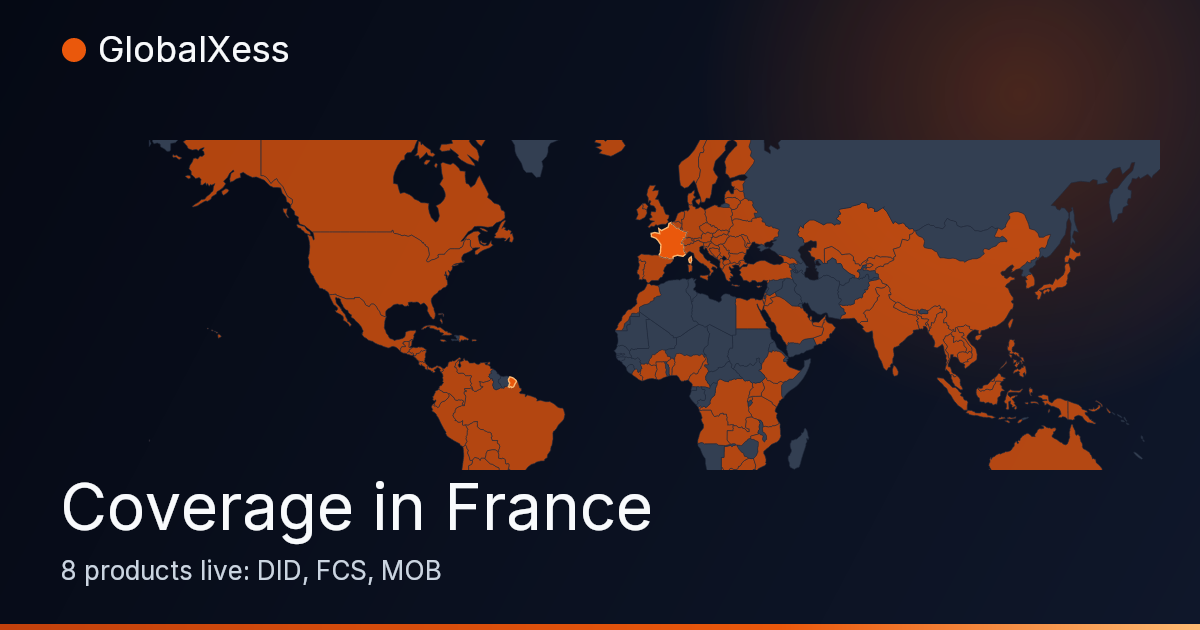 Map highlighting GlobalXess coverage in France