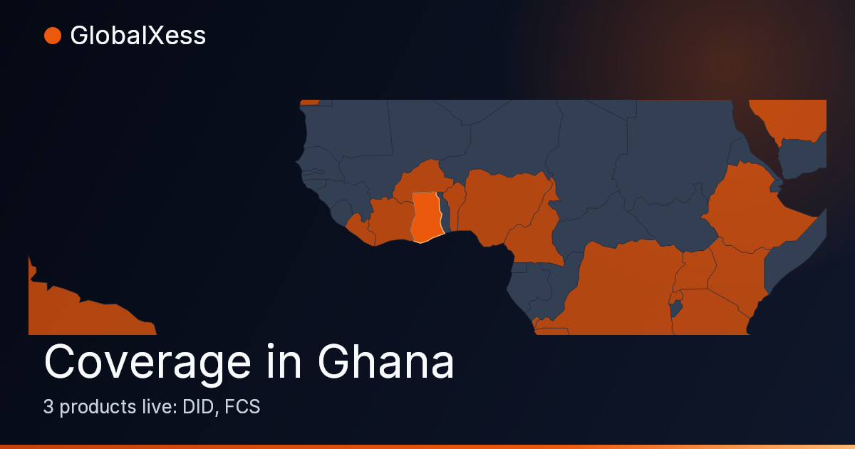 Map highlighting GlobalXess coverage in Ghana