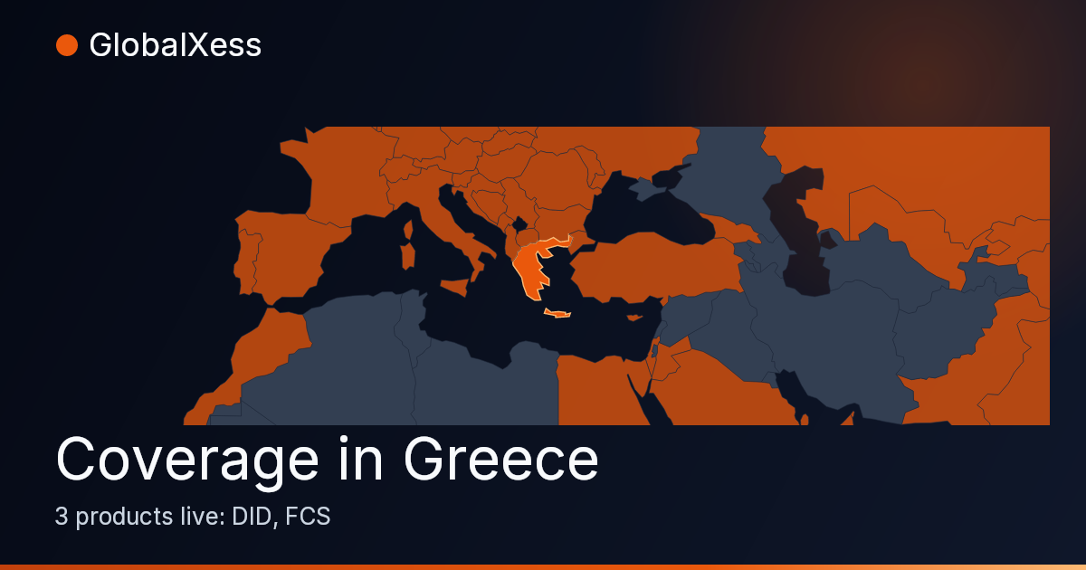 Map highlighting GlobalXess coverage in Greece