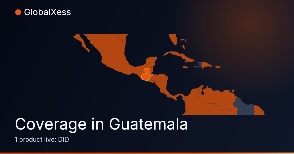 Map highlighting GlobalXess coverage in Guatemala