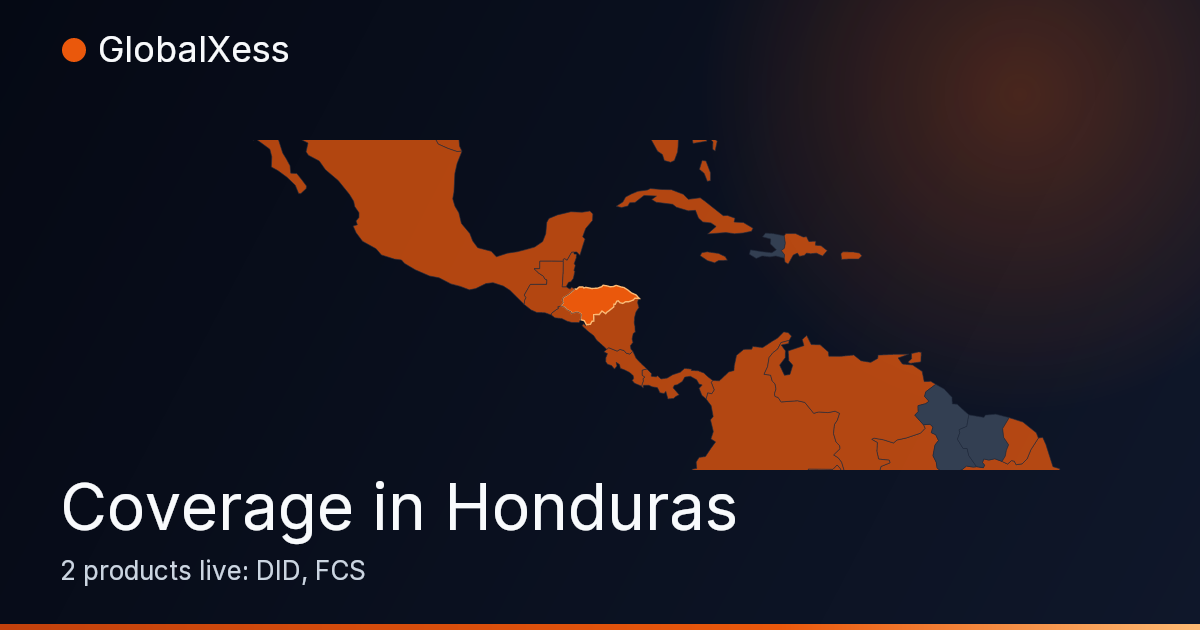 Map highlighting GlobalXess coverage in Honduras