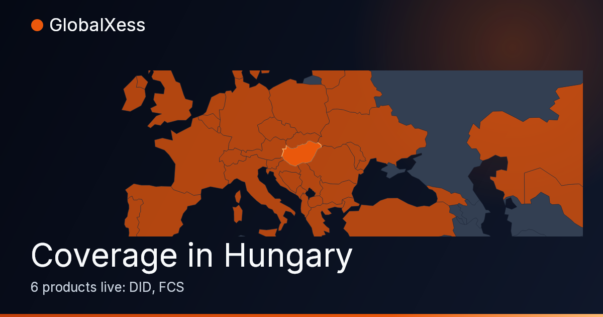 Map highlighting GlobalXess coverage in Hungary