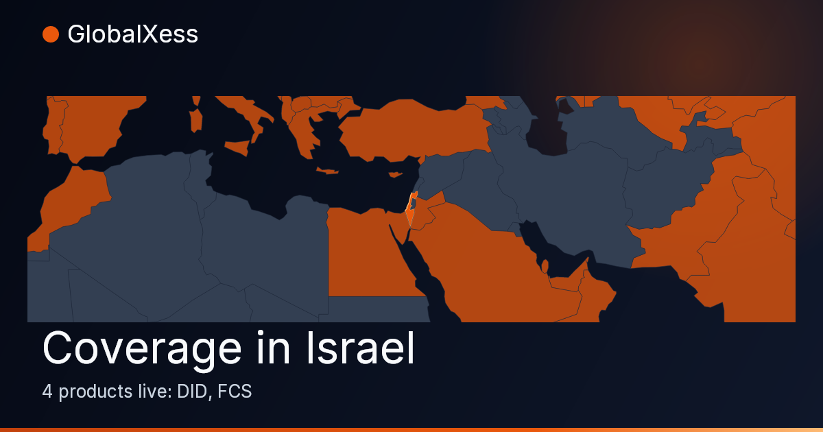 Map highlighting GlobalXess coverage in Israel