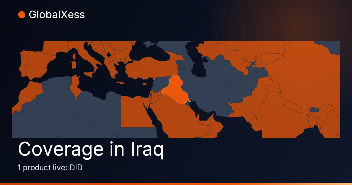 Map highlighting GlobalXess coverage in Iraq