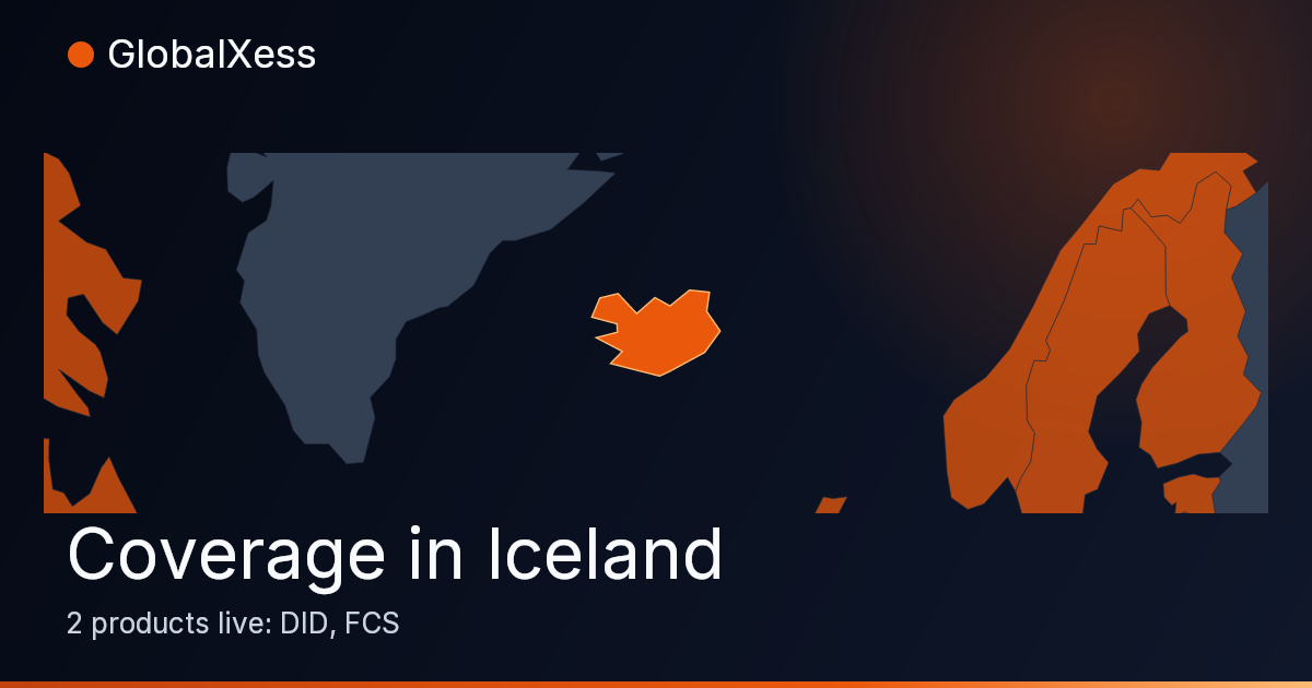 Map highlighting GlobalXess coverage in Iceland