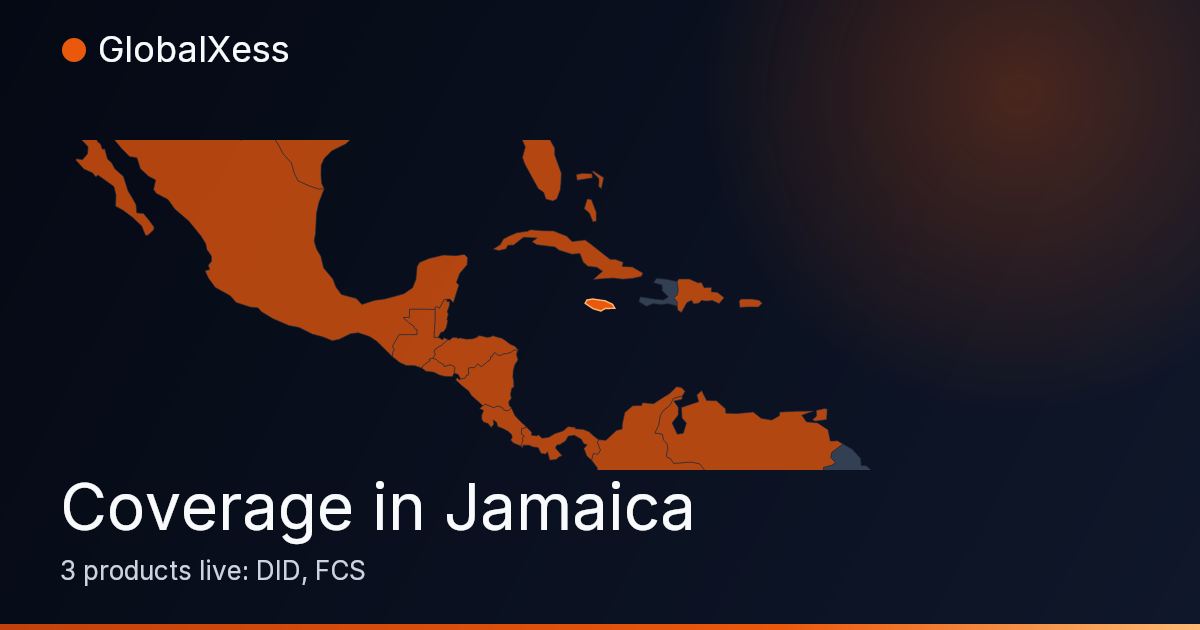 Map highlighting GlobalXess coverage in Jamaica
