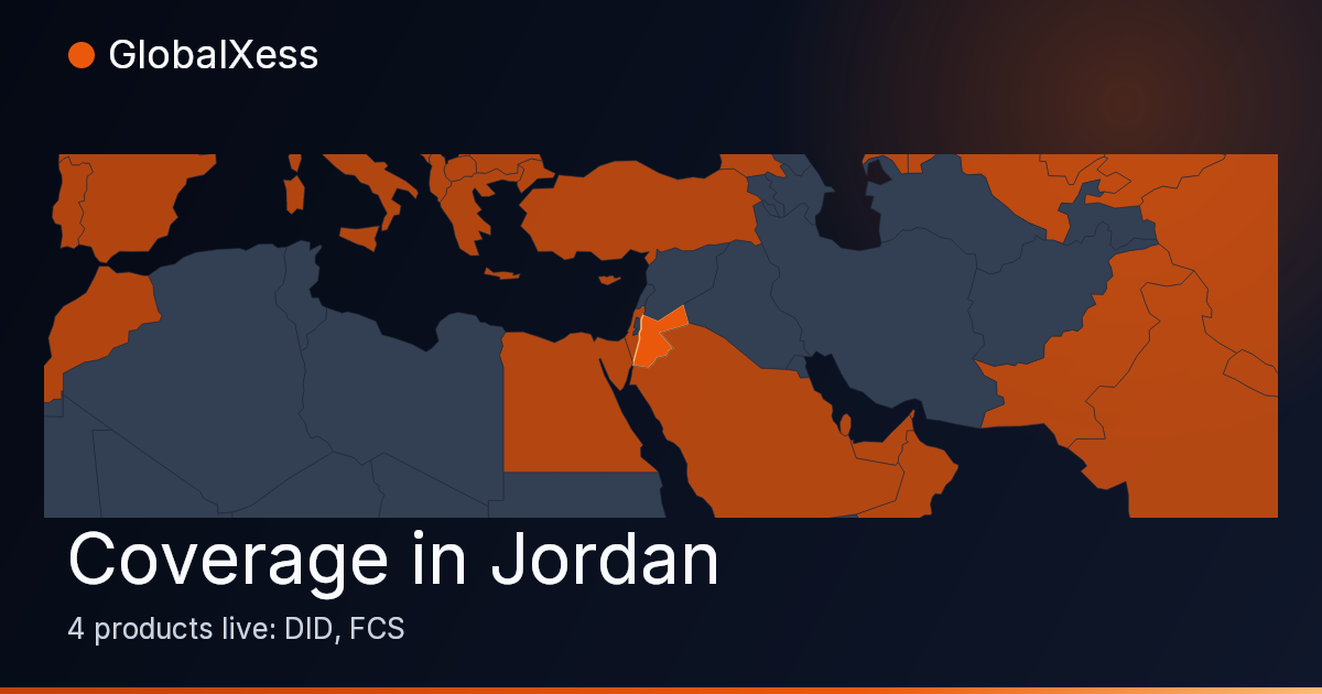 Map highlighting GlobalXess coverage in Jordan