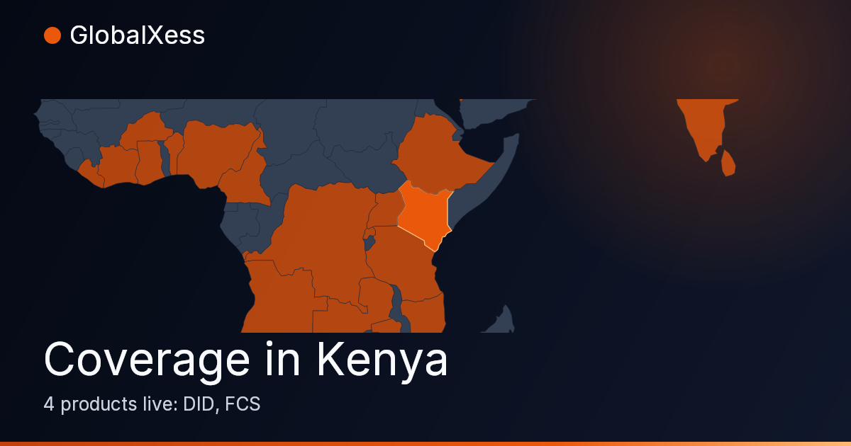 Map highlighting GlobalXess coverage in Kenya