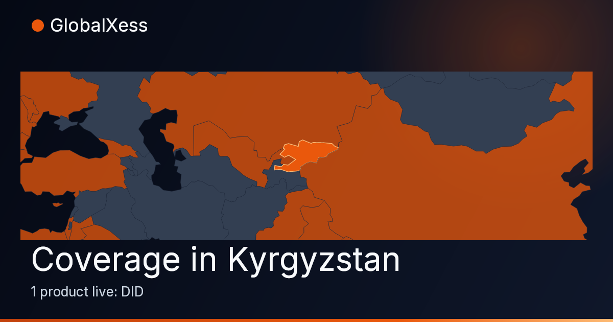 Map highlighting GlobalXess coverage in Kyrgyzstan