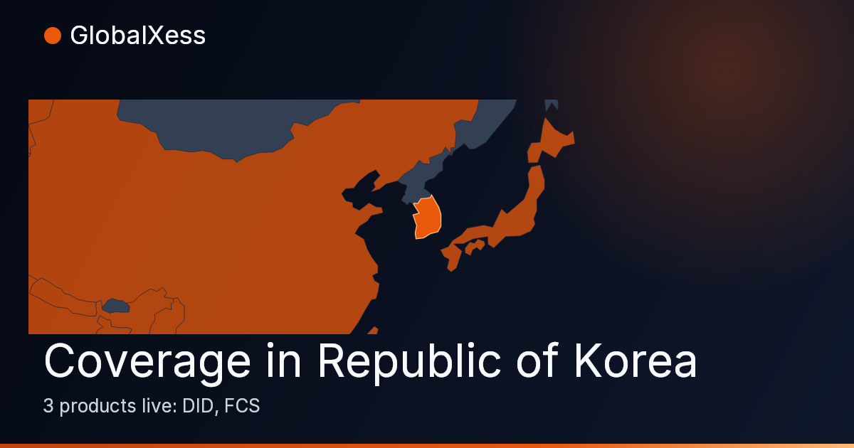 Map highlighting GlobalXess coverage in Republic of Korea