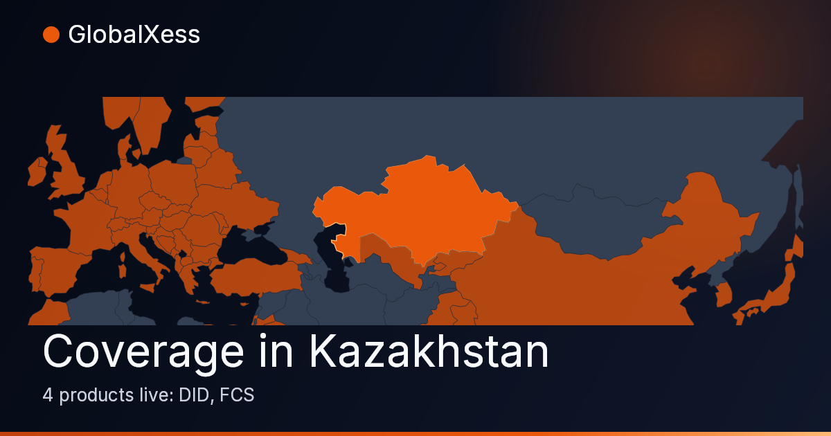 Map highlighting GlobalXess coverage in Kazakhstan