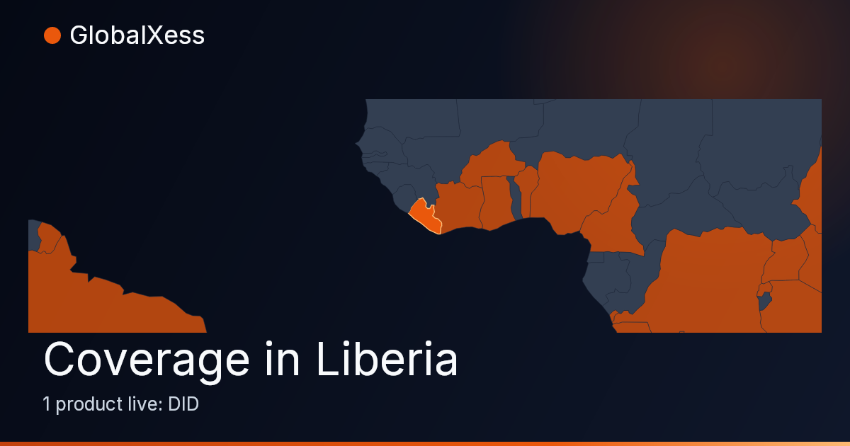 Map highlighting GlobalXess coverage in Liberia