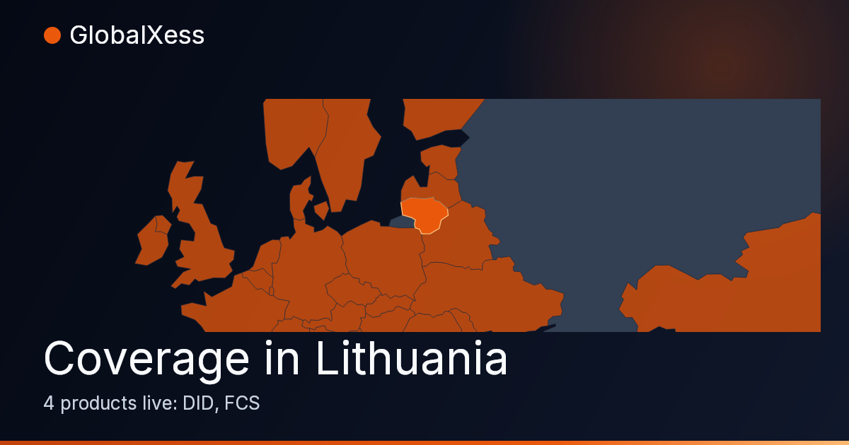 Map highlighting GlobalXess coverage in Lithuania