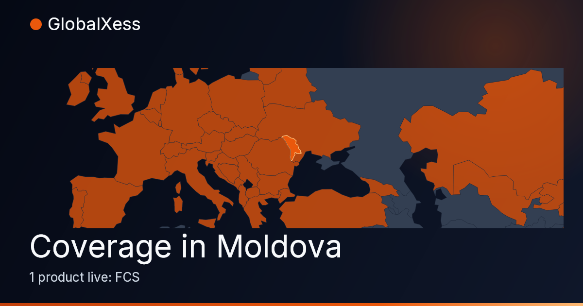 Map highlighting GlobalXess coverage in Moldova