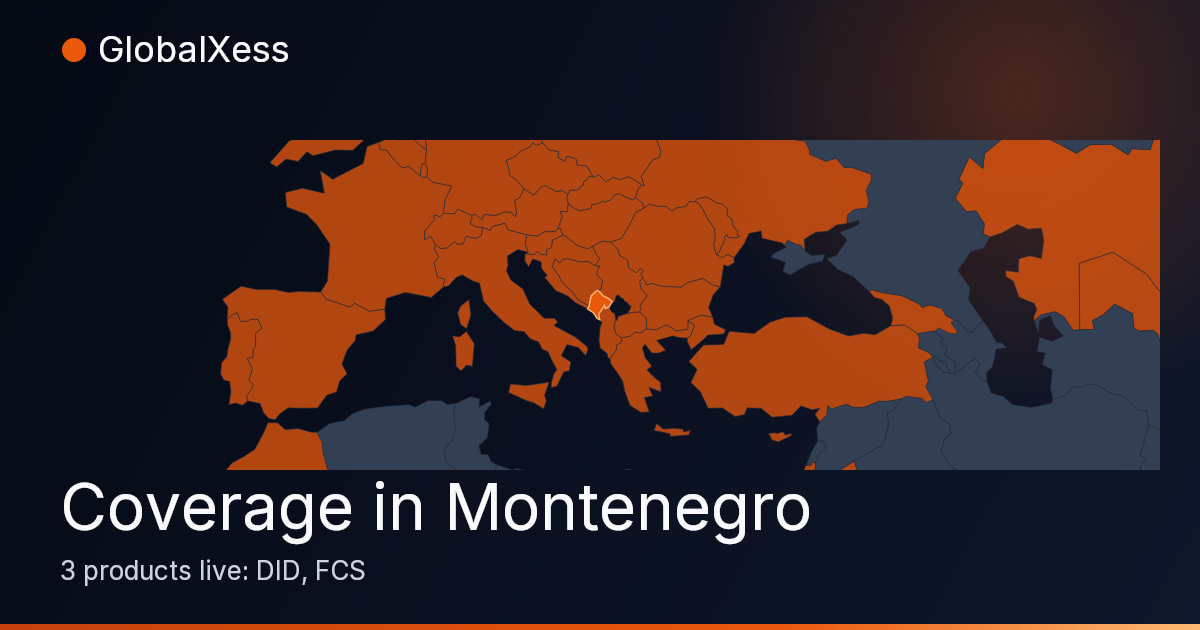 Map highlighting GlobalXess coverage in Montenegro