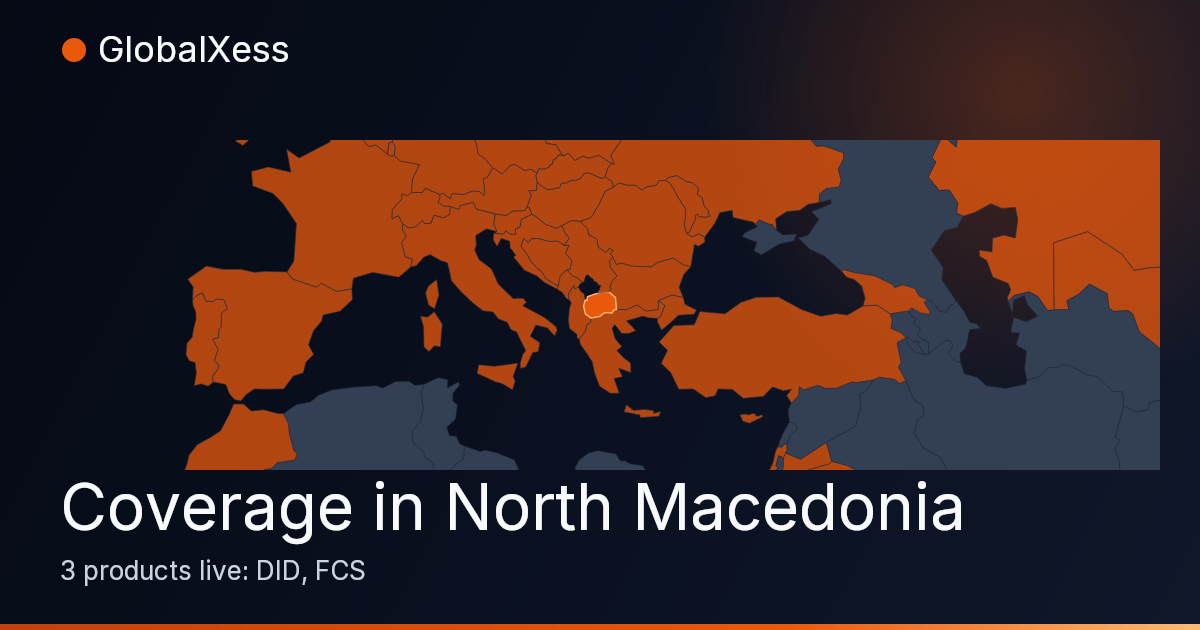 Map highlighting GlobalXess coverage in North Macedonia