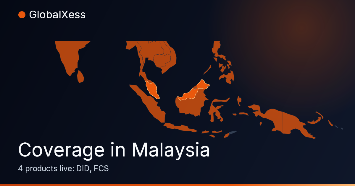 Map highlighting GlobalXess coverage in Malaysia