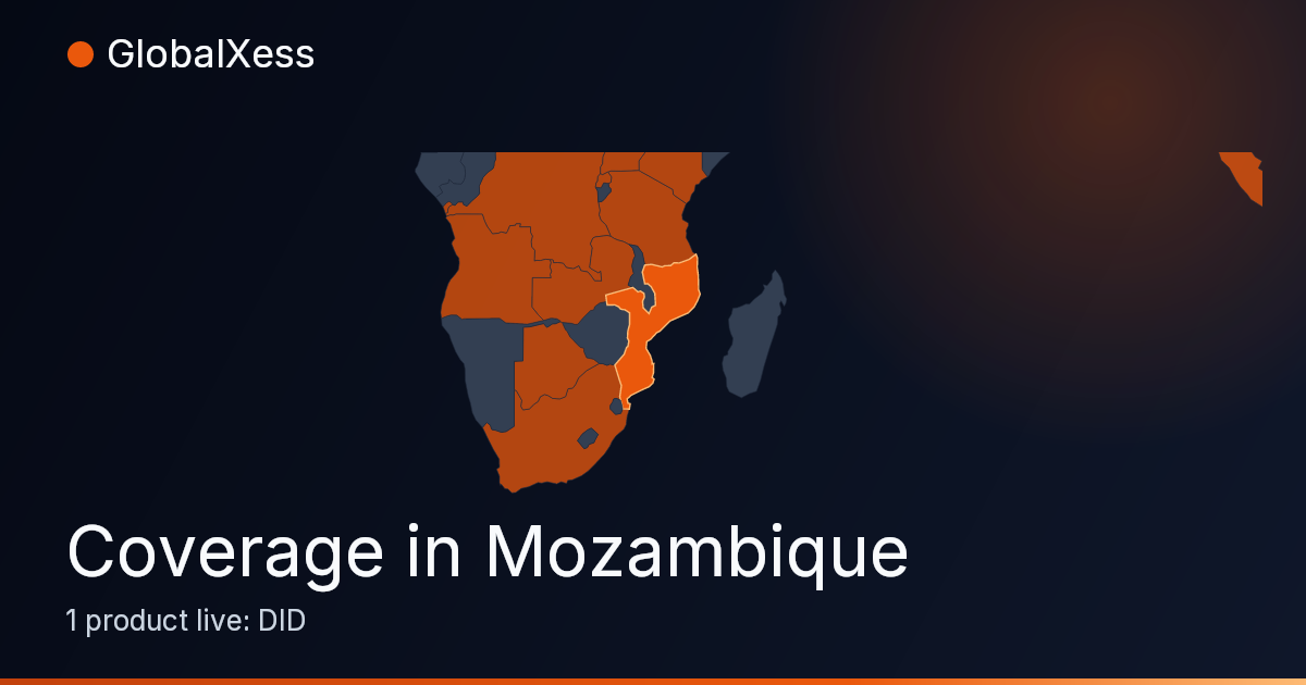 Map highlighting GlobalXess coverage in Mozambique