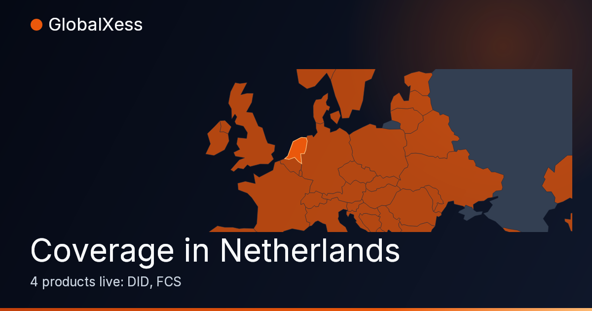 Map highlighting GlobalXess coverage in Netherlands