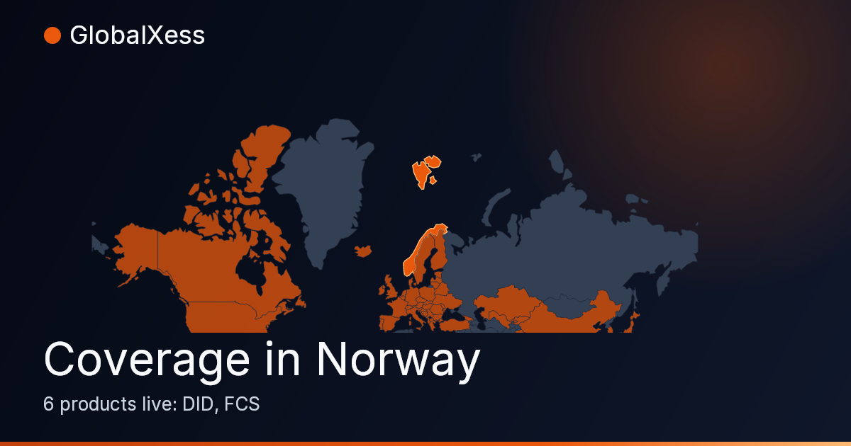Map highlighting GlobalXess coverage in Norway
