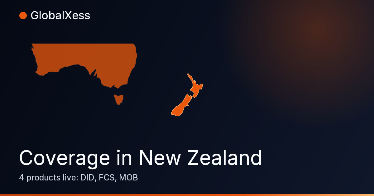 Map highlighting GlobalXess coverage in New Zealand