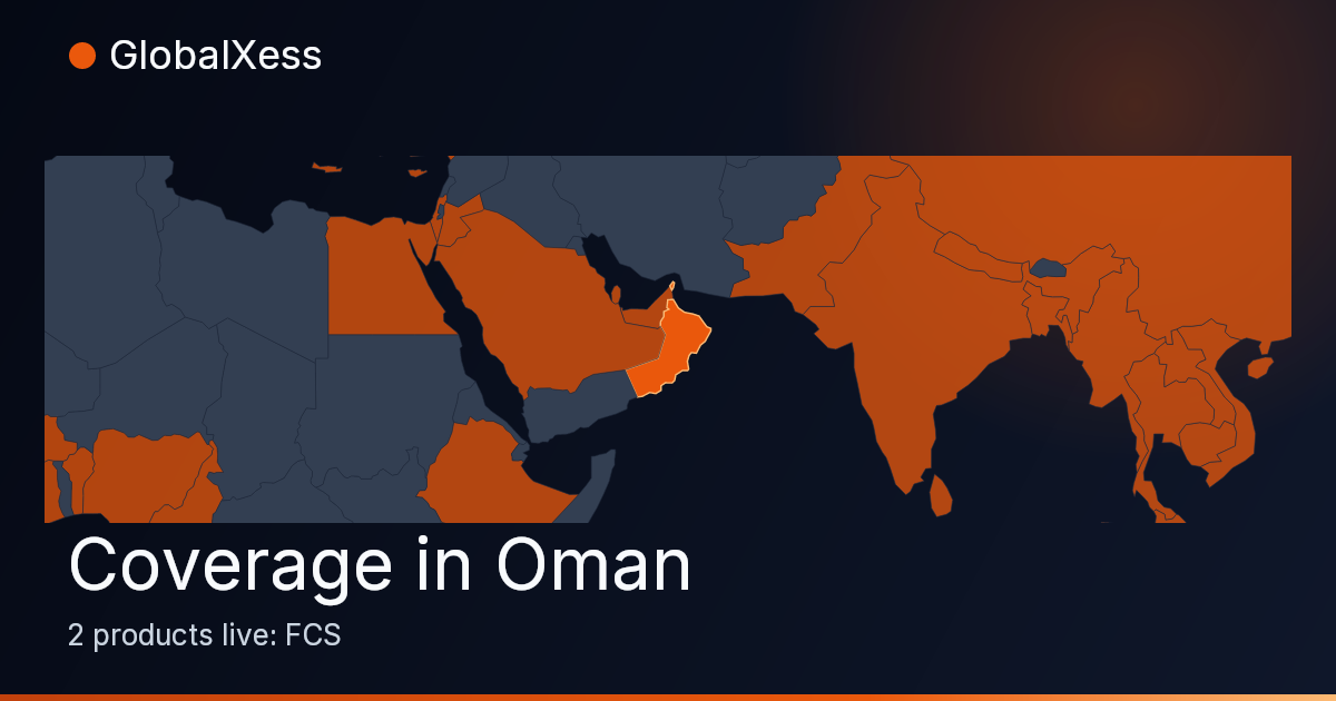 Map highlighting GlobalXess coverage in Oman