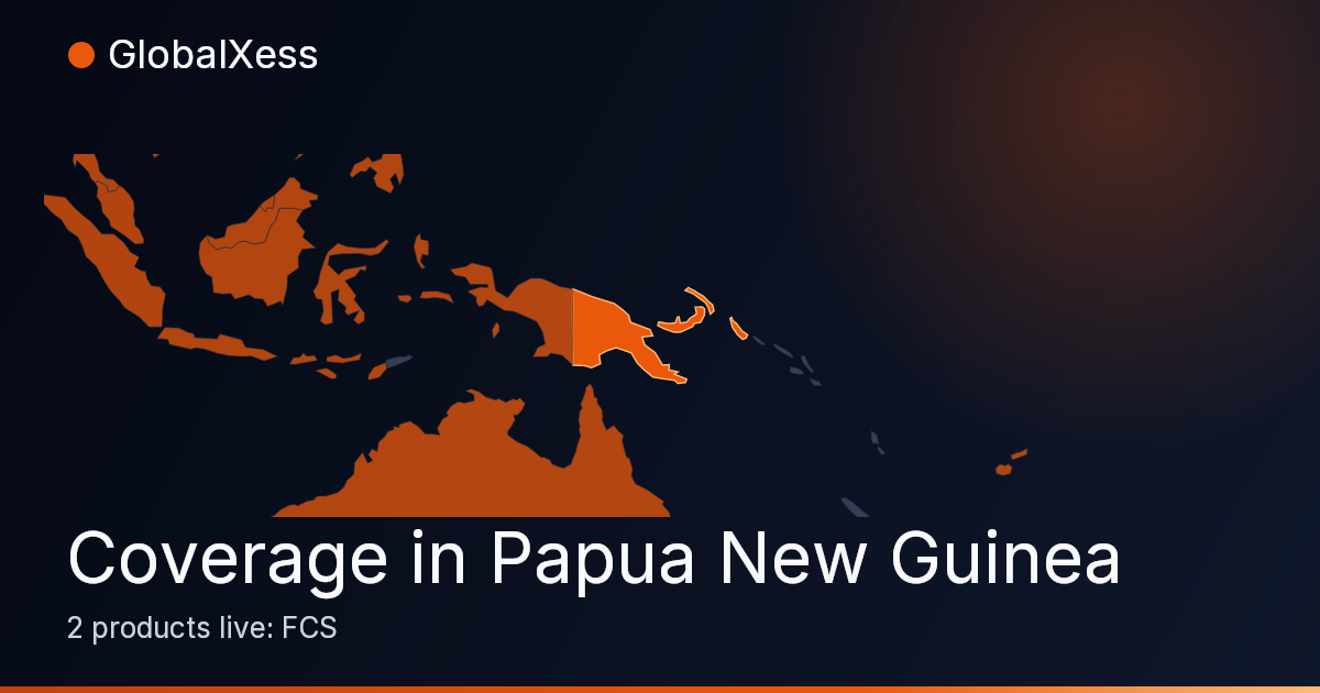 Map highlighting GlobalXess coverage in Papua New Guinea