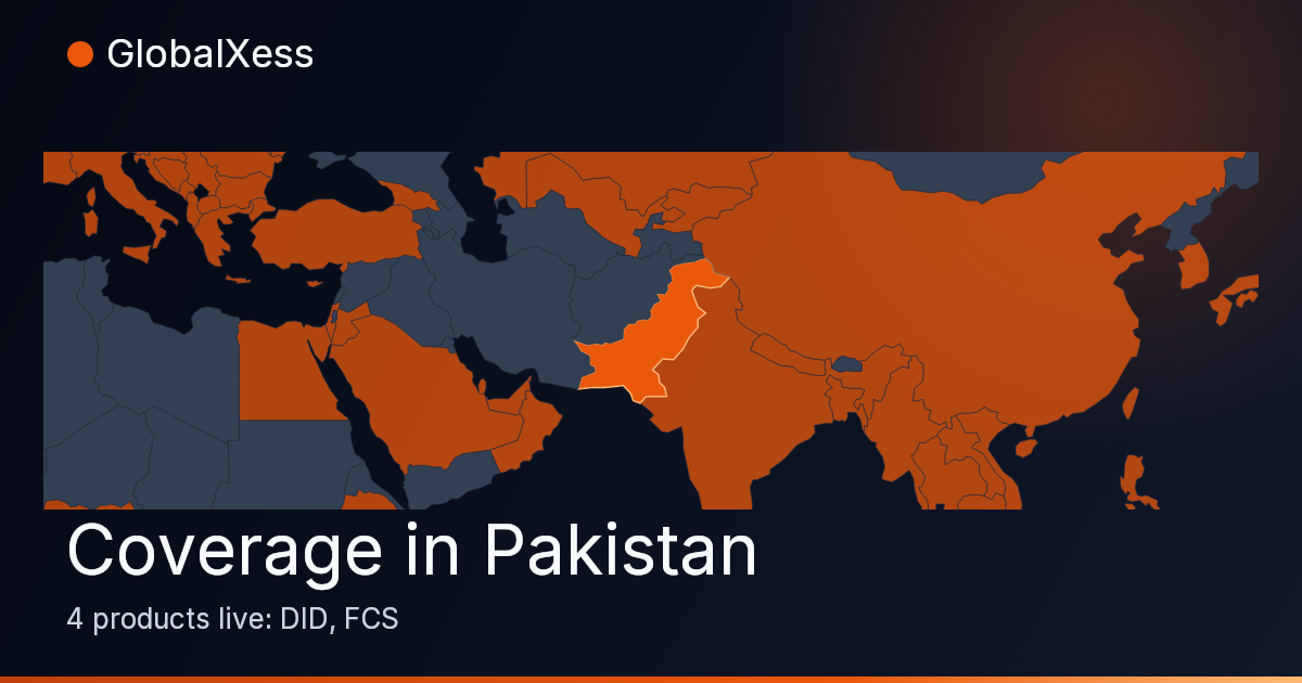 Map highlighting GlobalXess coverage in Pakistan
