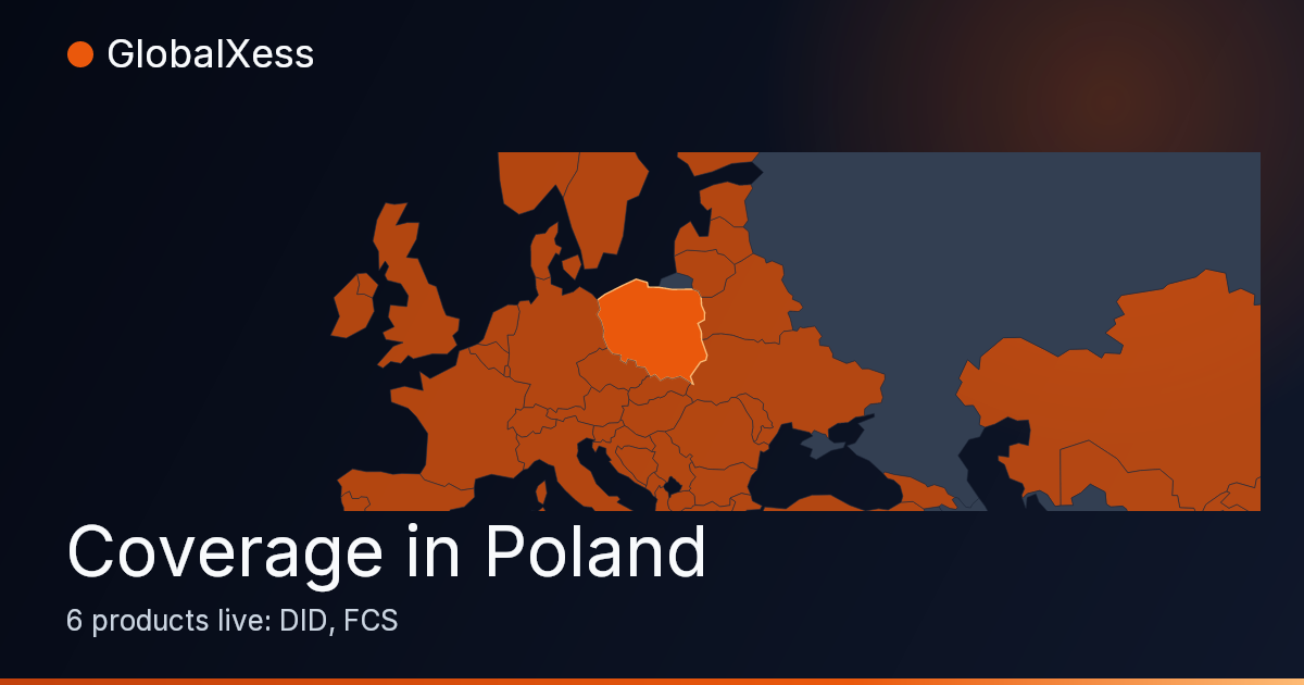 Map highlighting GlobalXess coverage in Poland